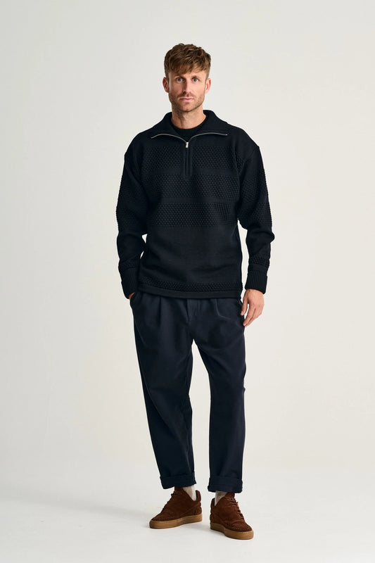 Fisherman Half Zip /Navy Blue