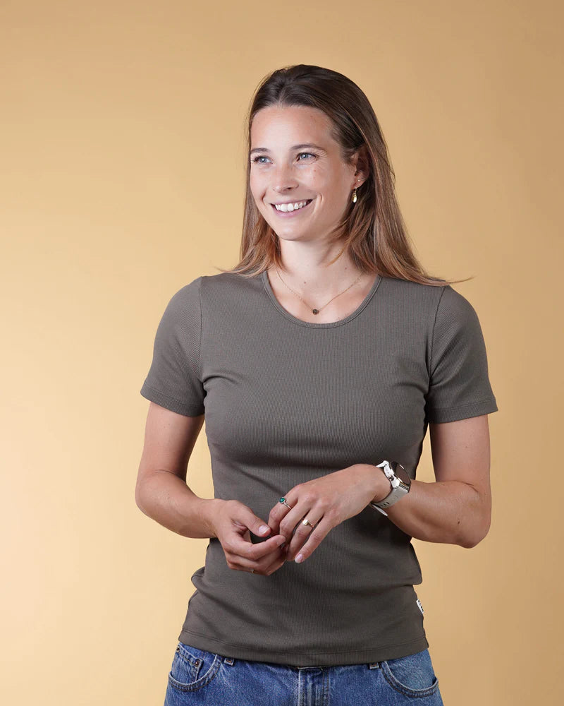 RIB WOMEN'S T-SHIRT MOSSY BARK - RES-RES