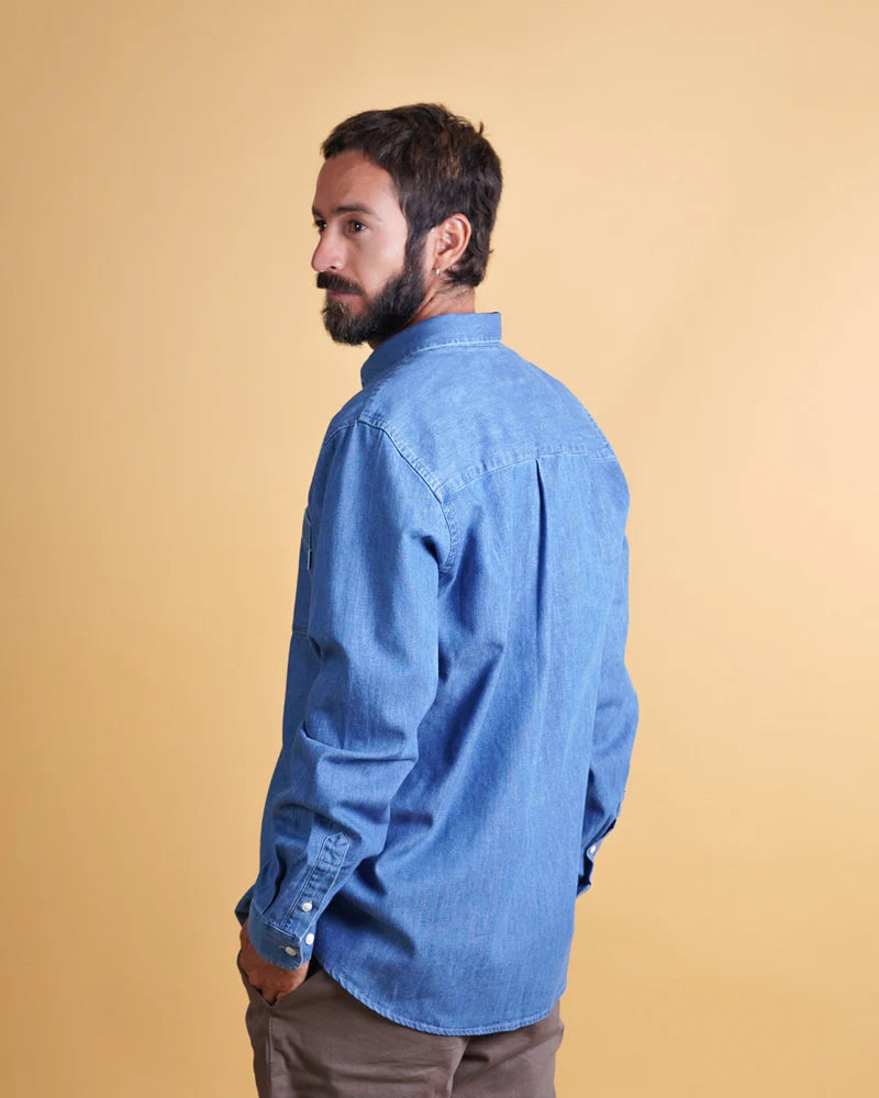 CHAMBRAY MEN'S BD SHIRT NINETIES BLUE - RES-RES