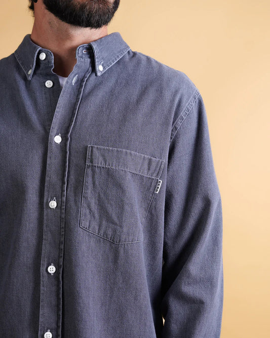 CHAMBRAY MEN'S BD SHIRT WASHED GREY - RES-RES