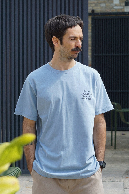 FREEDOM BP HERRE T-SHIRT MED BØRSTET OVERFLADE/Dusty Blue