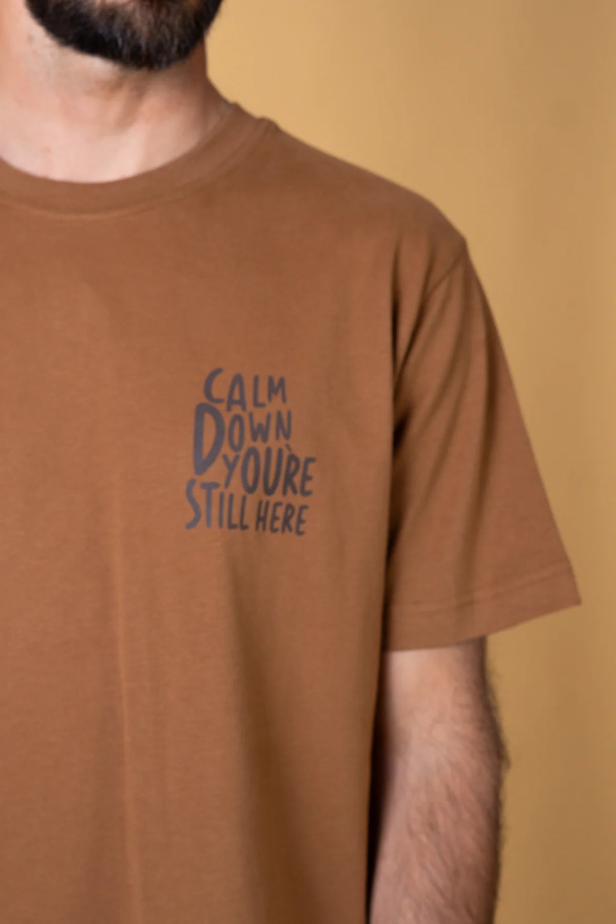 Calm Down CH Mens Brushed T-Shirt /Hazel Brown