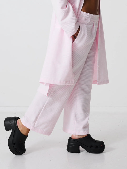 Uma Trousers (Soft Pink & Cloudy White) - La Femme Rousse