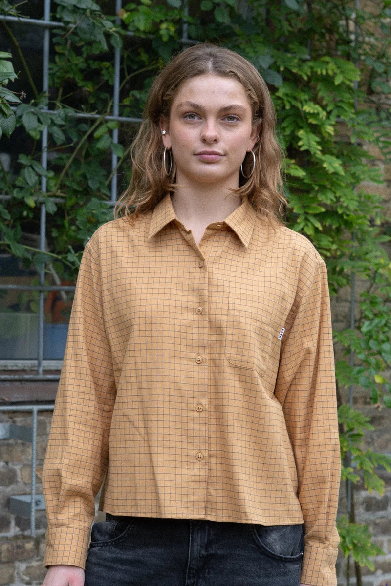 Light Flanel Womens Shirt /Wheat Yellow - Brown Check