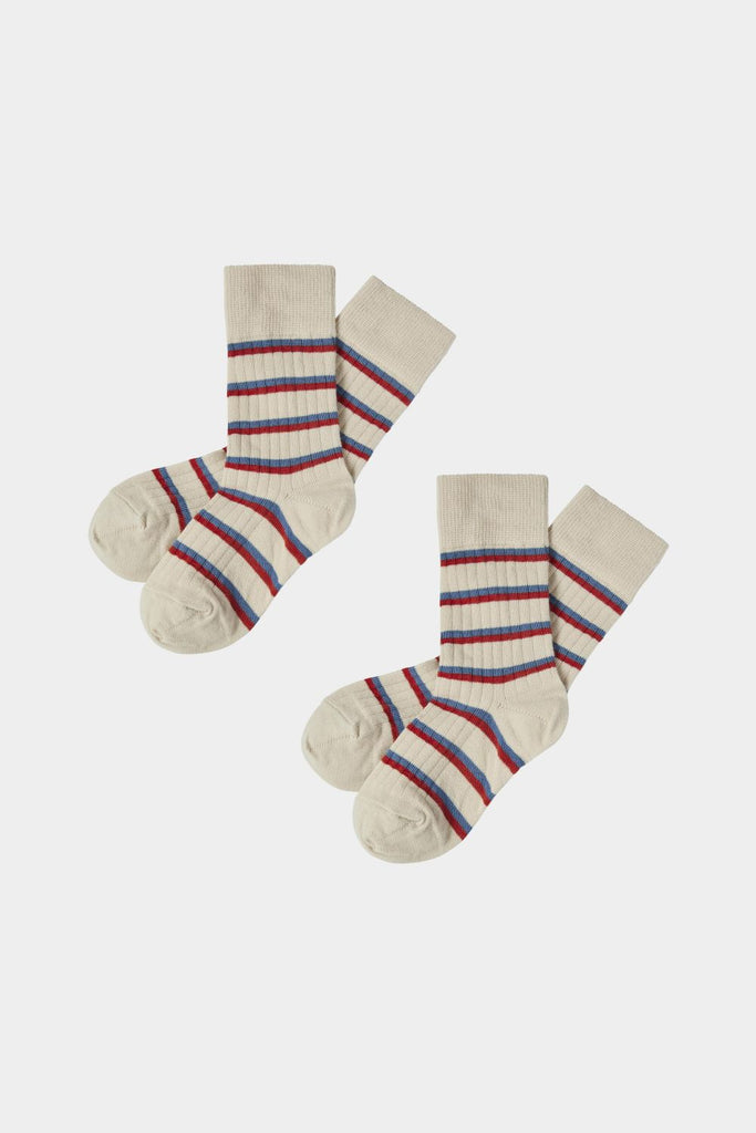 Thin Striped Socks (Crimson Red/Azure) - FUB