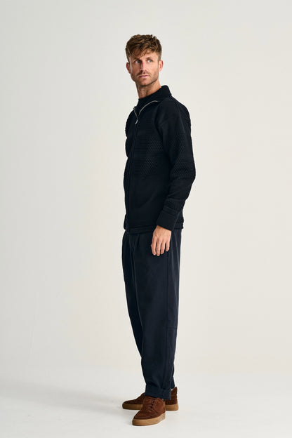 Fisherman Full Zip Sweater (Navy Blue) - S.N.S Herning
