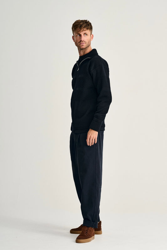 Fisherman Full Zip Sweater (Navy Blue) - S.N.S Herning