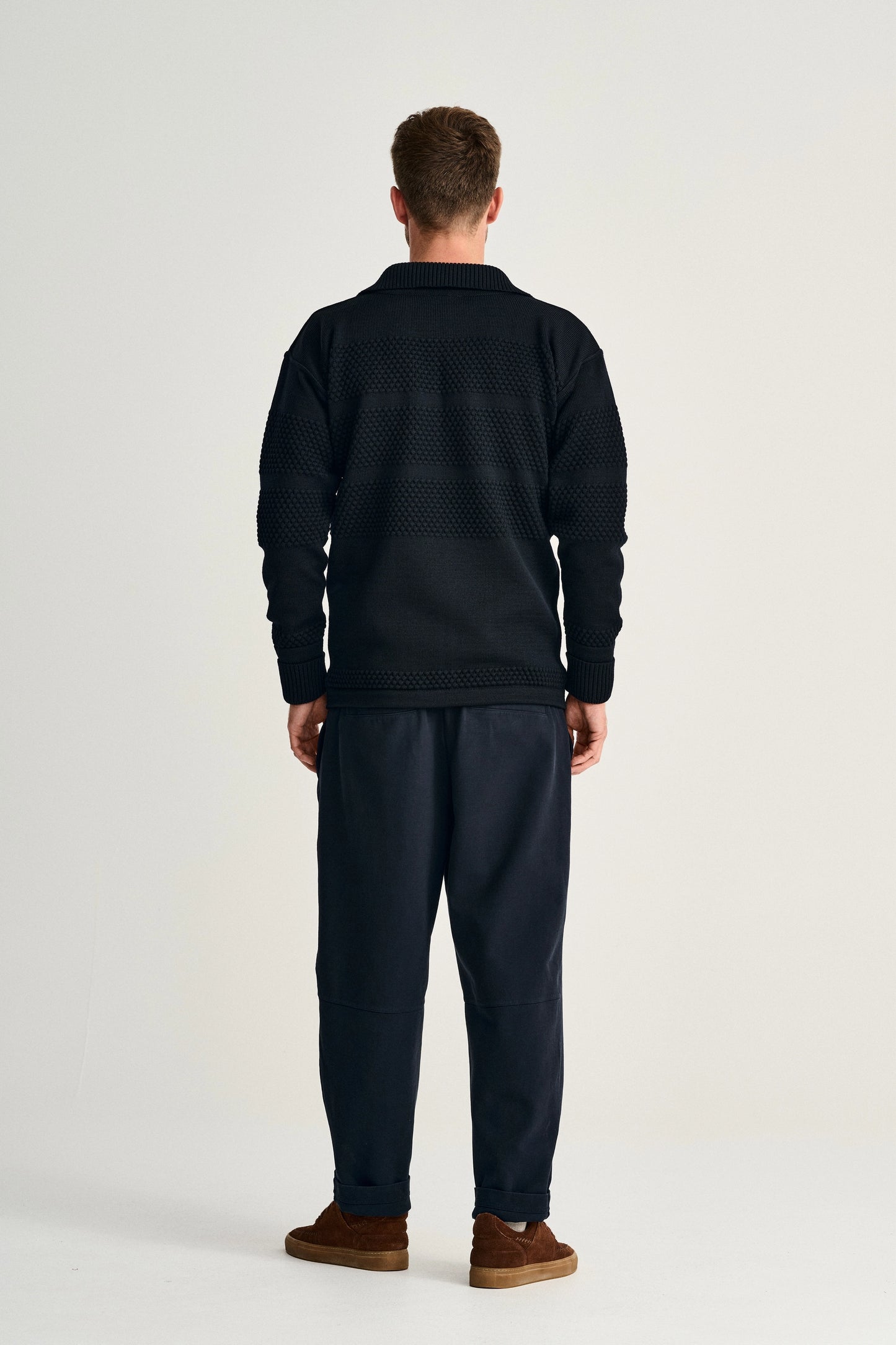 Fisherman Full Zip Sweater (Navy Blue) - S.N.S Herning