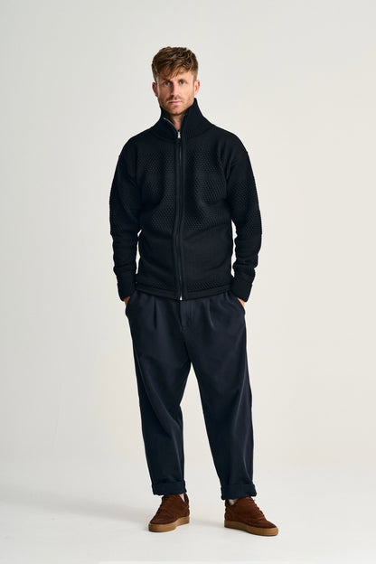 Fisherman Full Zip Sweater (Navy Blue) - S.N.S Herning