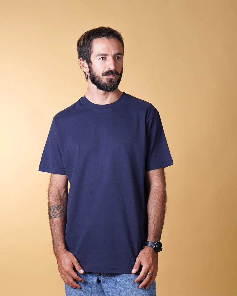 ESSENTIAL MEN'S BRUSHED T-SHIRT DARK NAVY - RES-RES
