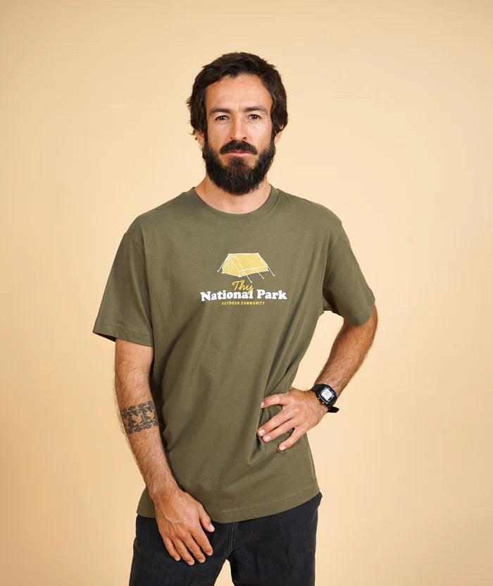 National Park Herre Børstet T-shirt (Warehouse Green) - ELSK