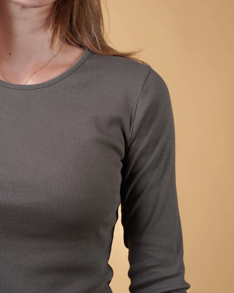 Rib Women's LS T-Shirt /Mossy Bark - RES-RES