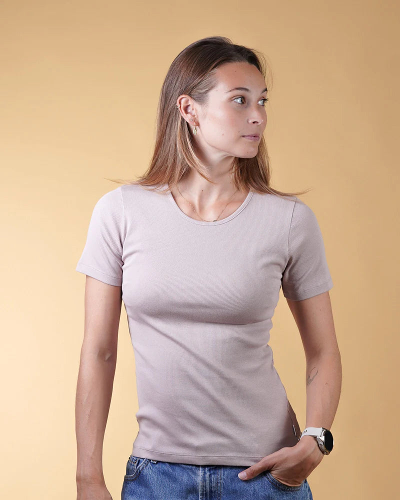 RIB WOMEN'S T-SHIRT ASH ROSE - RES-RES