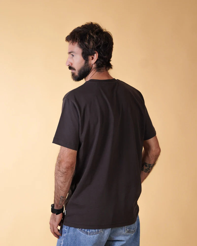 ESSENTIAL MEN'S BRUSHED T-SHIRT SOIL BROWN - RES-RES