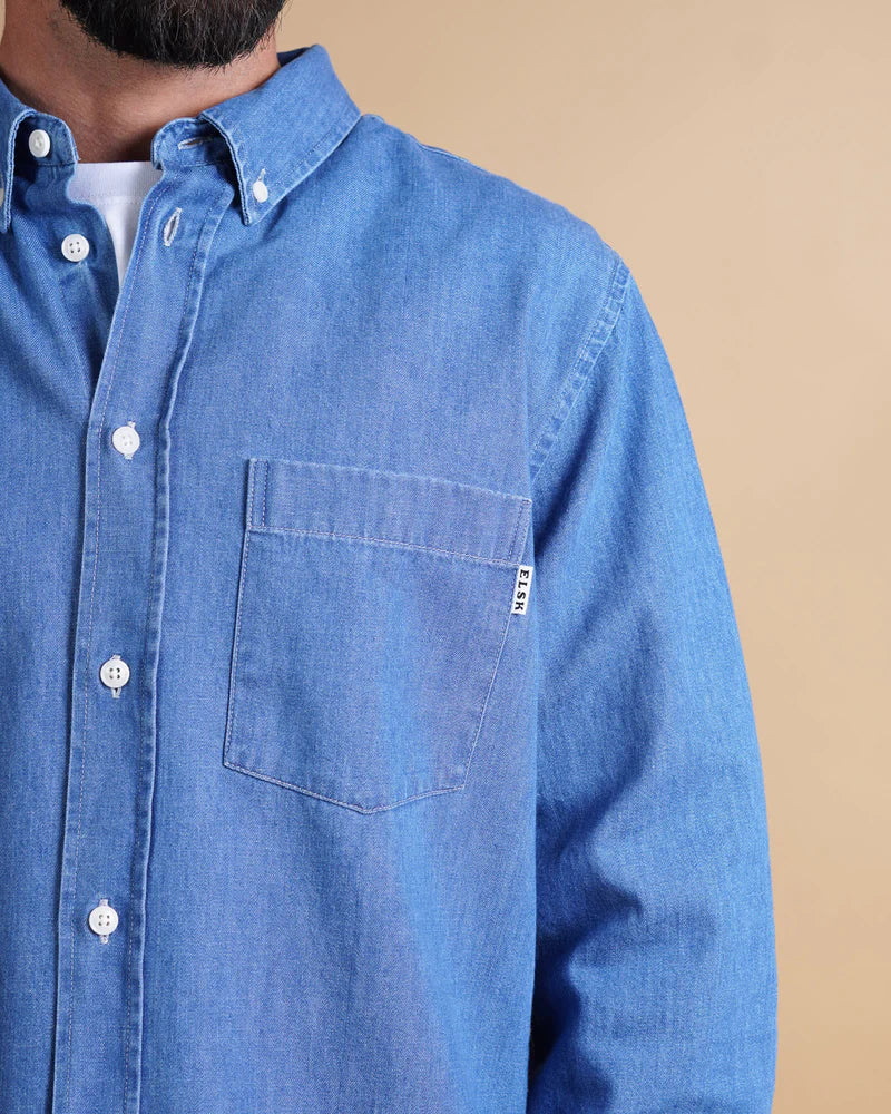 CHAMBRAY MEN'S BD SHIRT NINETIES BLUE - RES-RES