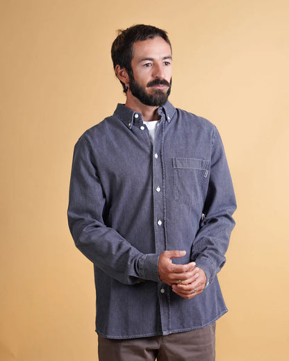 CHAMBRAY MEN'S BD SHIRT WASHED GREY - RES-RES