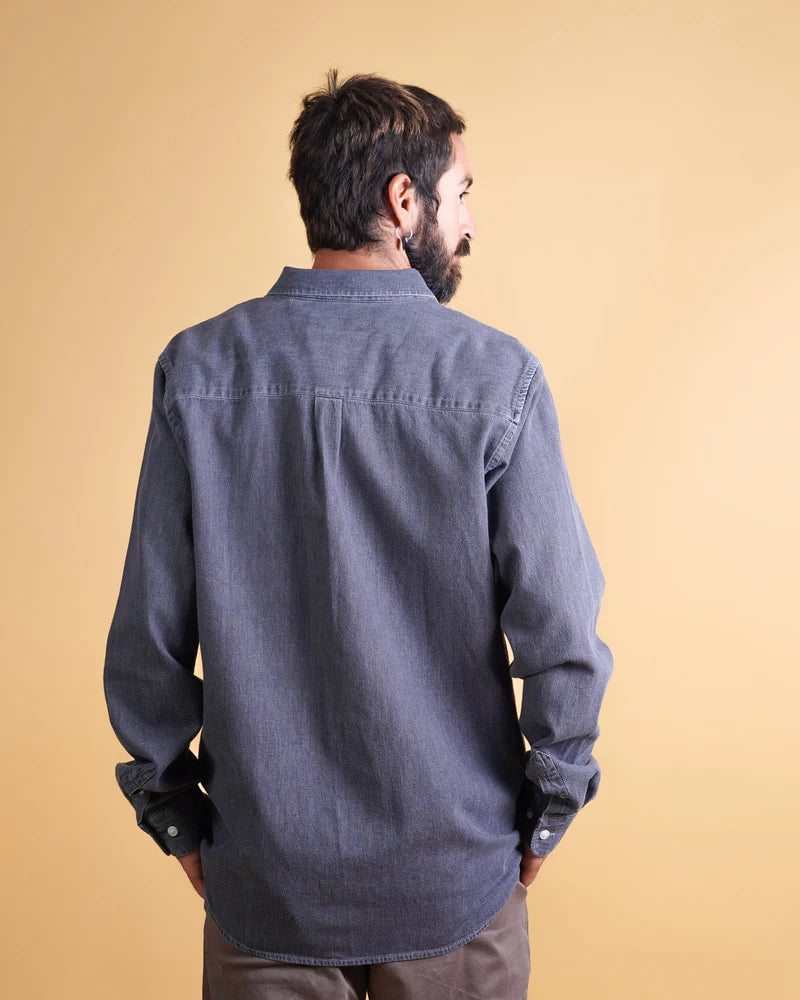 CHAMBRAY MEN'S BD SHIRT WASHED GREY - RES-RES