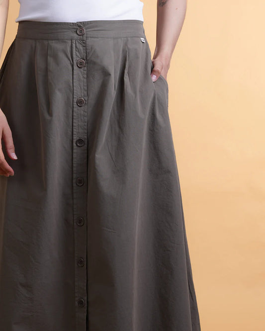 POPLIN WOMEN'S SKIRT MOSSY BARK - RES-RES