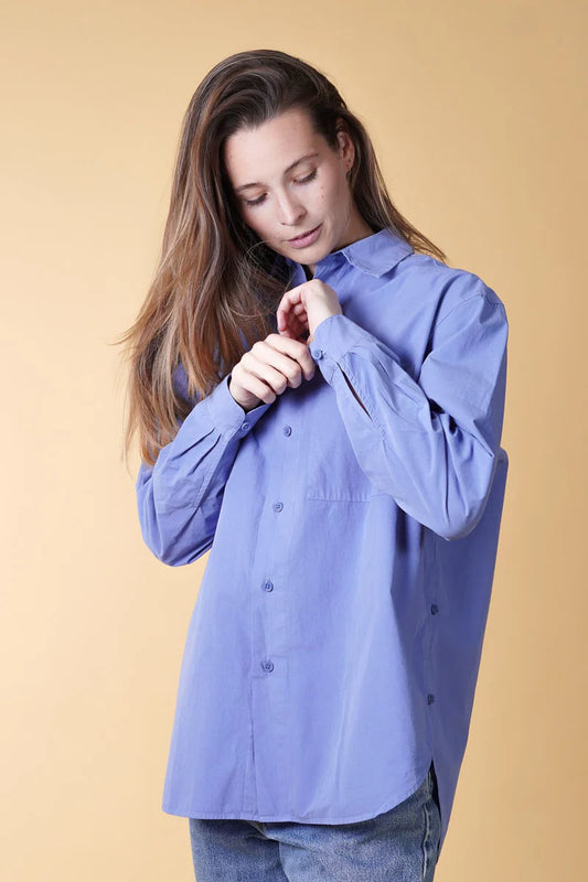 POPLIN WOMEN'S SHIRT GLACIER BLUE - RES-RES