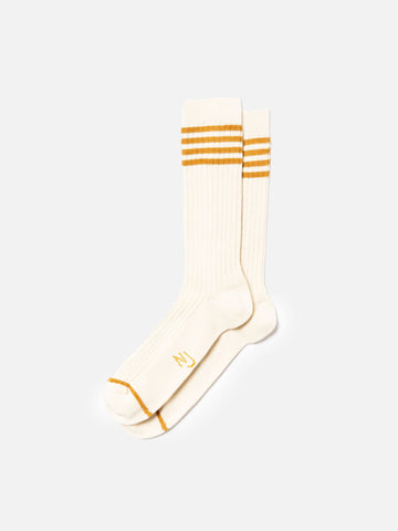 Tennis Mens Sock Stripe (Offwhite/Orche) - Nudie Jeans