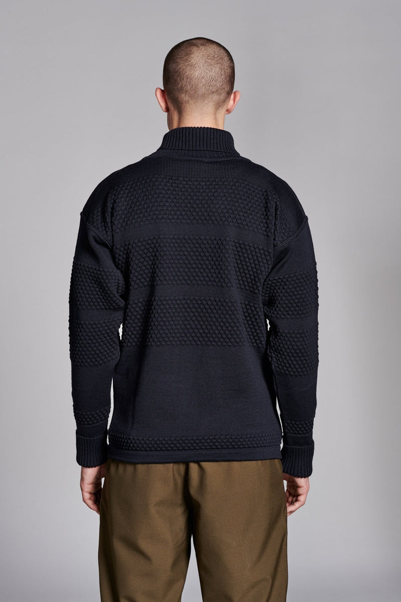 Fisherman Sweater Turtleneck (Navy Blue) - S.N.S Herning