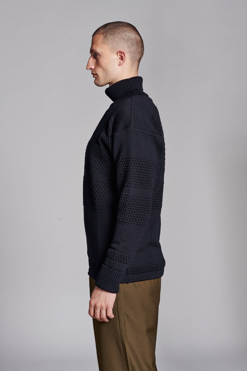 Fisherman Sweater Turtleneck (Navy Blue) - S.N.S Herning