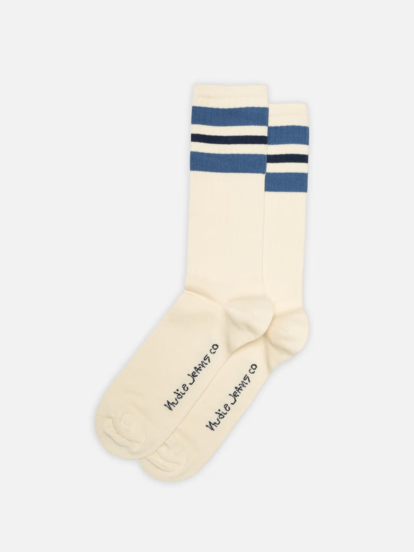 Amundsson Sport Socks Offwhite/Blue - Nudie Jeans