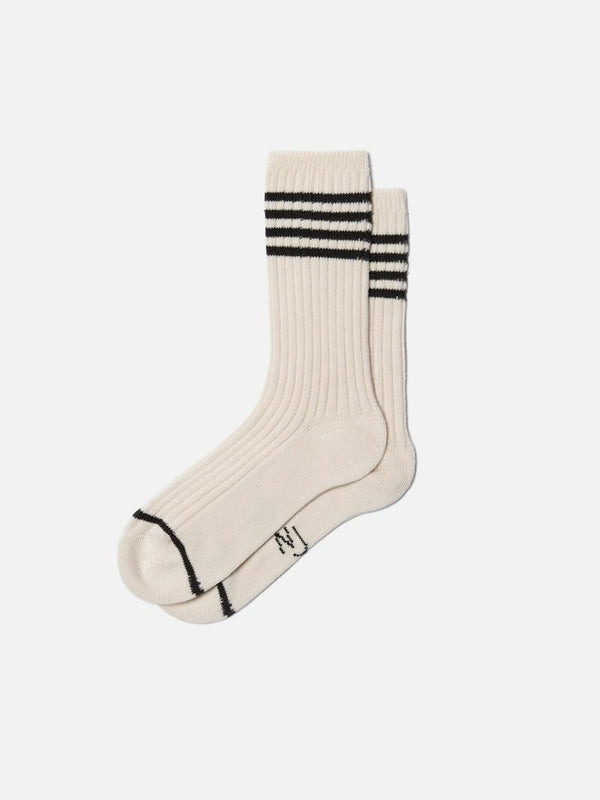 Tennis Mens Sock Stripe (Offwhite/Black) - Nudie Jeans