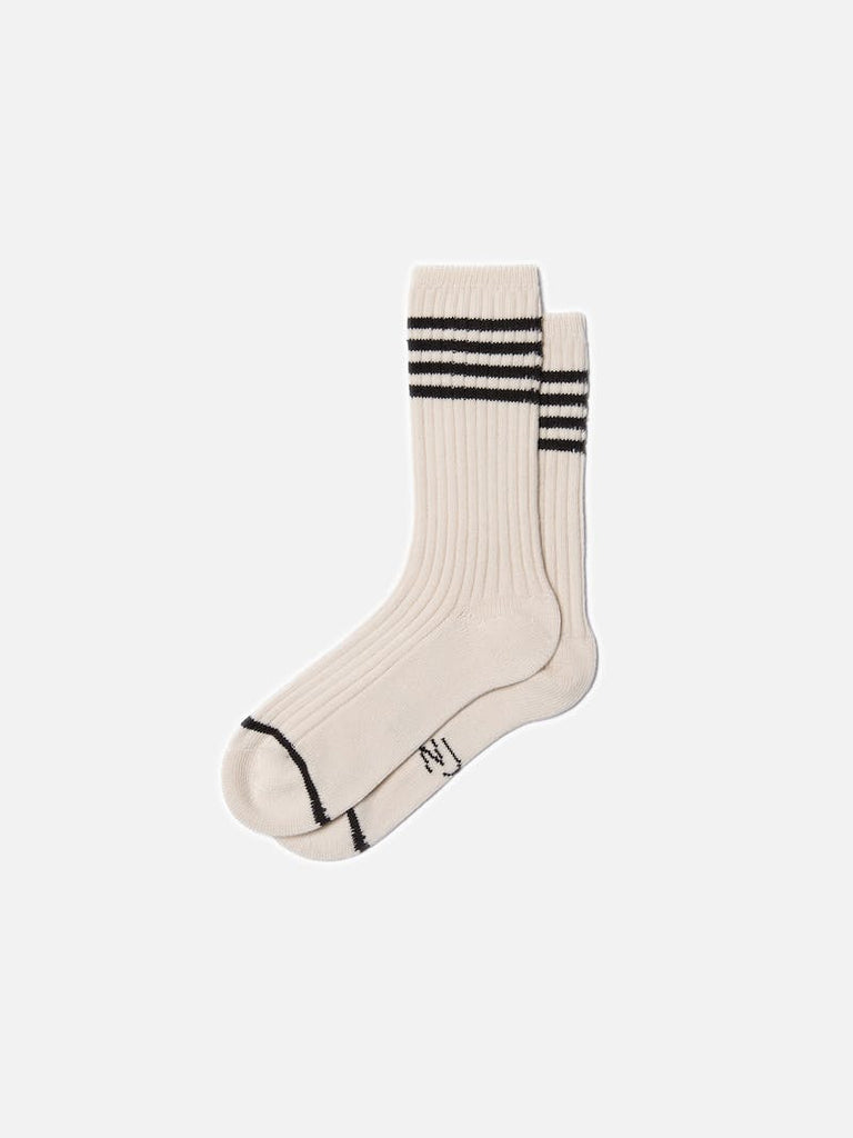 Womens Tennis Sock Stripe (Offwhite/black) - Nudie Jeans