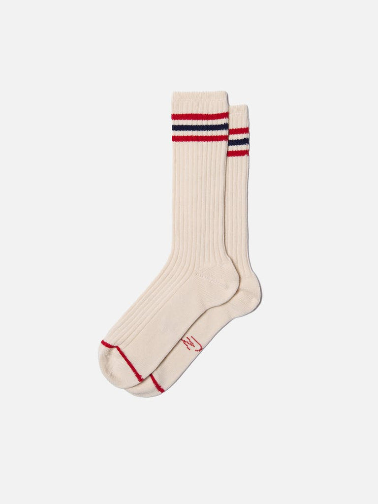 Tennis Mens Sock Stripe (Offwhite/Red) - Nudie Jeans