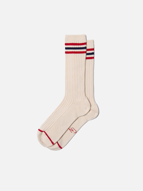 Men Tennis Sock Retro (Offwhite/Red - Nudie Jeans