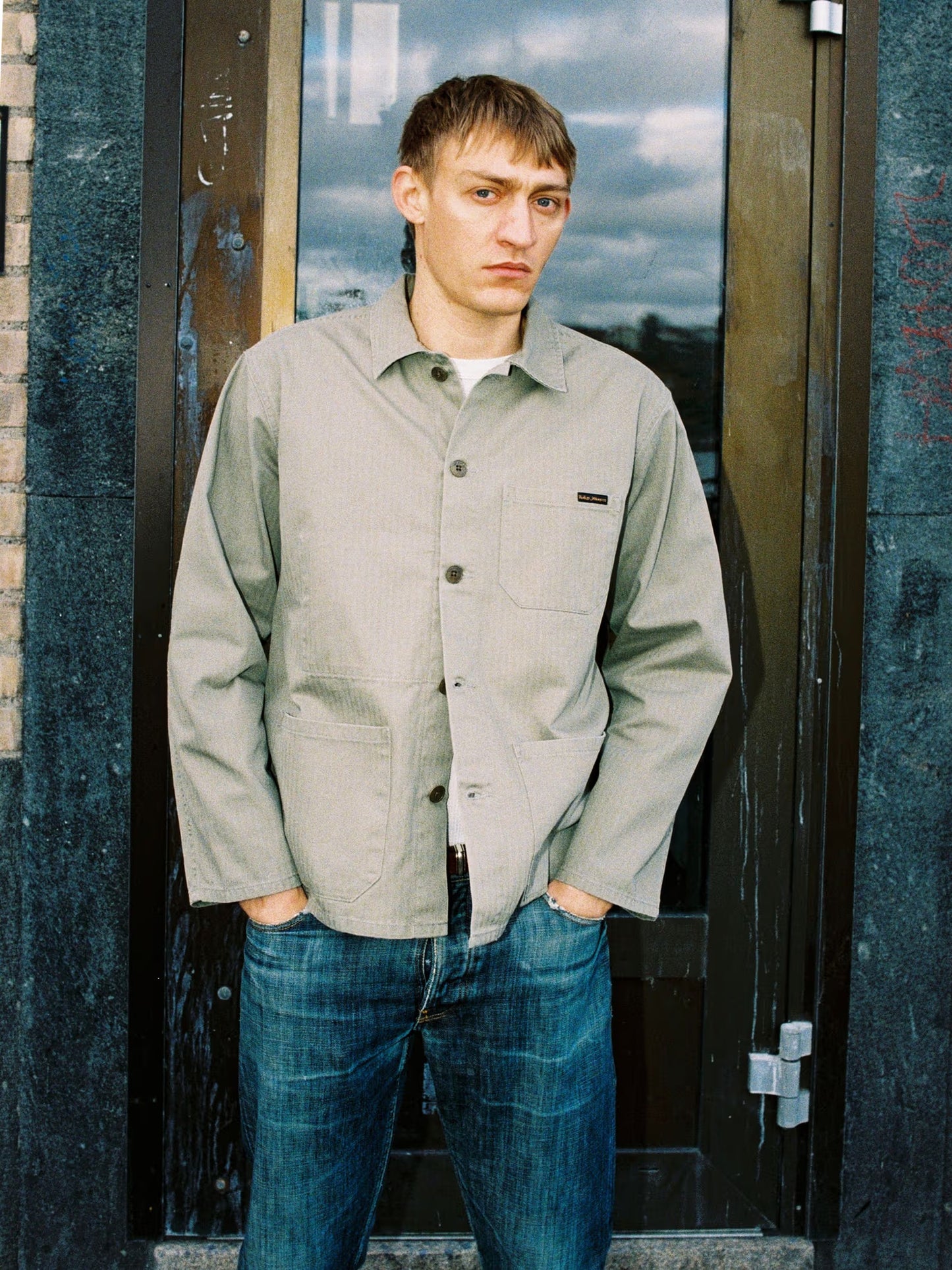 Buddy Chore Jacket Herringbone (Pale Green) - Nudie Jeans - RES-RES