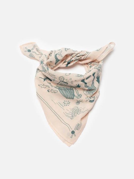Ingrid Bandana Deep Sea Doodles Pink - Nudie Jeans - RES-RES