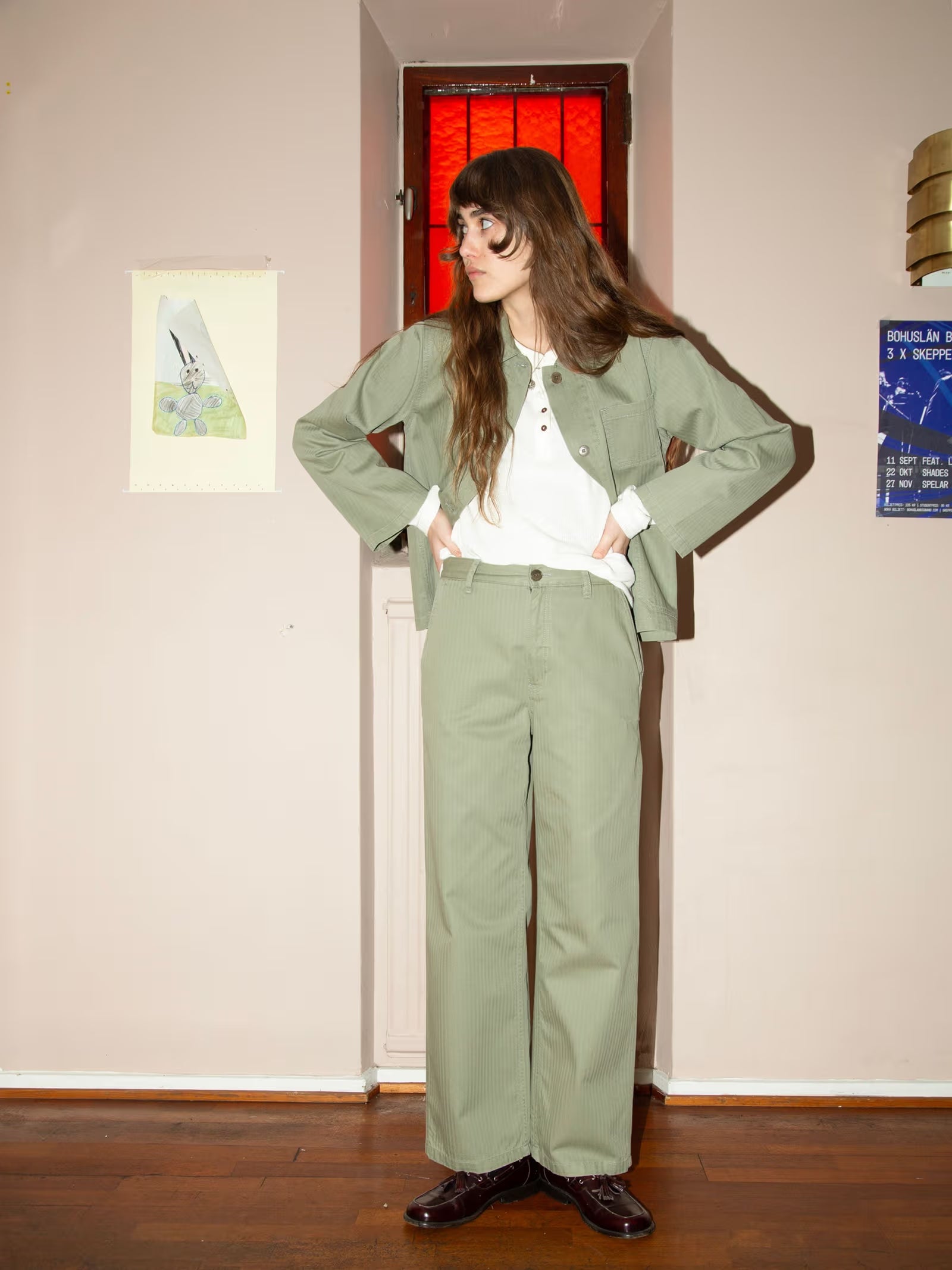 Wendy Herringbone Pants Pale Green - Nudie Jeans - RES-RES