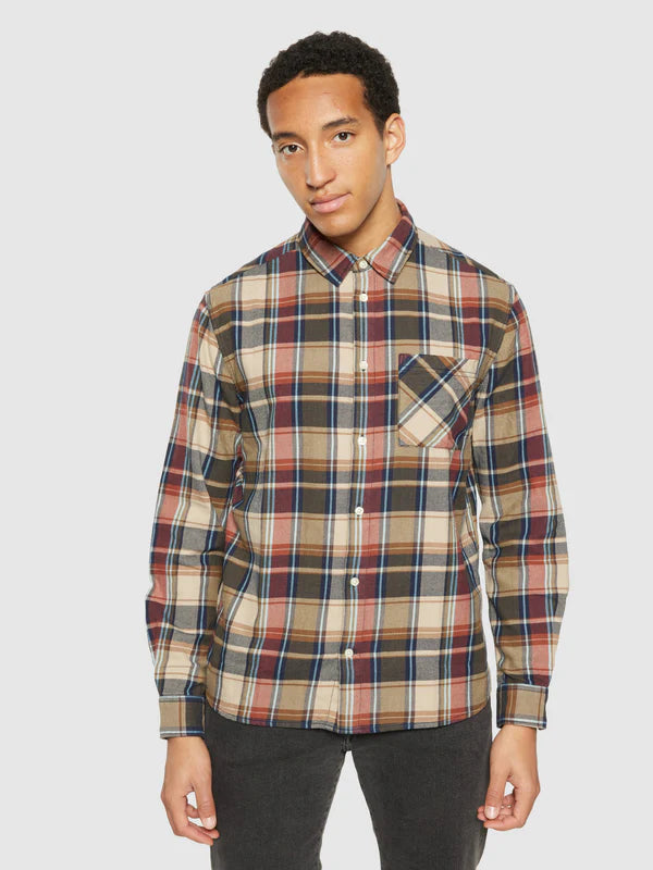 Light flannel checkered shirt (Multi Check) - Knowledge Cotton Apparel