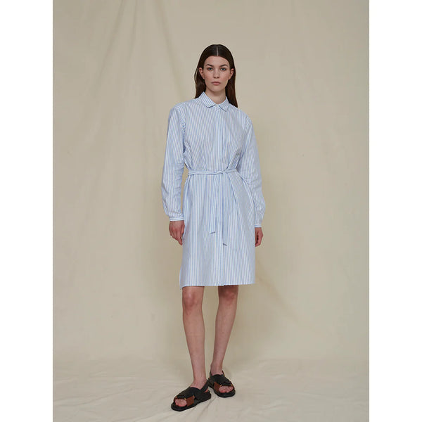 Dilby Shirt Dress (White/Blue Stripe) - Schulz By Crowd