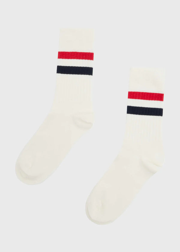 Retro Cotton Sock (Cream/Navy/Red) - Klitmøller Collective