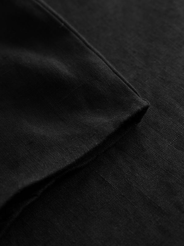 ASTER Fold Up Short Sleeve Linen Shirt - GOTS/Vegan (Black Jet)