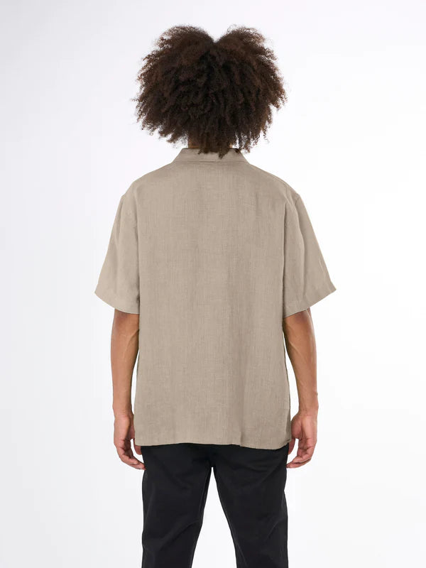 Box Short Sleeve Linen Shirt (Feather Gray) - Knowledge Cotton Apparel