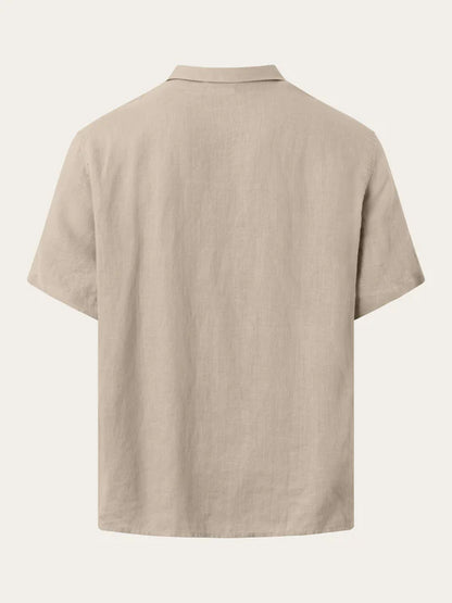 Box Kortærmet Hørskjorte (Fjergrå) - Knowledge Cotton Apparel