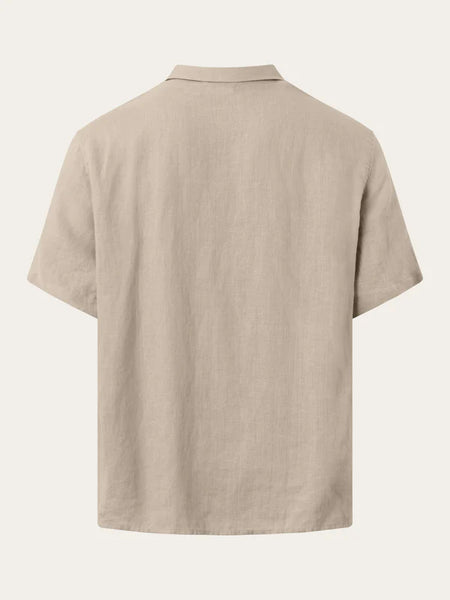 Box Short Sleeve Linen Shirt (Feather Gray) - Knowledge Cotton Apparel