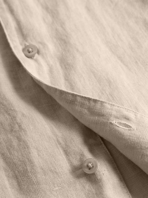 Box Short Sleeve Linen Shirt (Feather Gray) - Knowledge Cotton Apparel