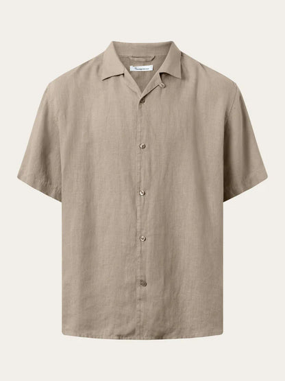 Box Kortærmet Hørskjorte (Fjergrå) - Knowledge Cotton Apparel
