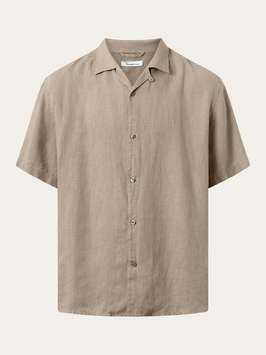 Box Short Sleeve Linen Shirt (Feather Gray) - Knowledge Cotton Apparel