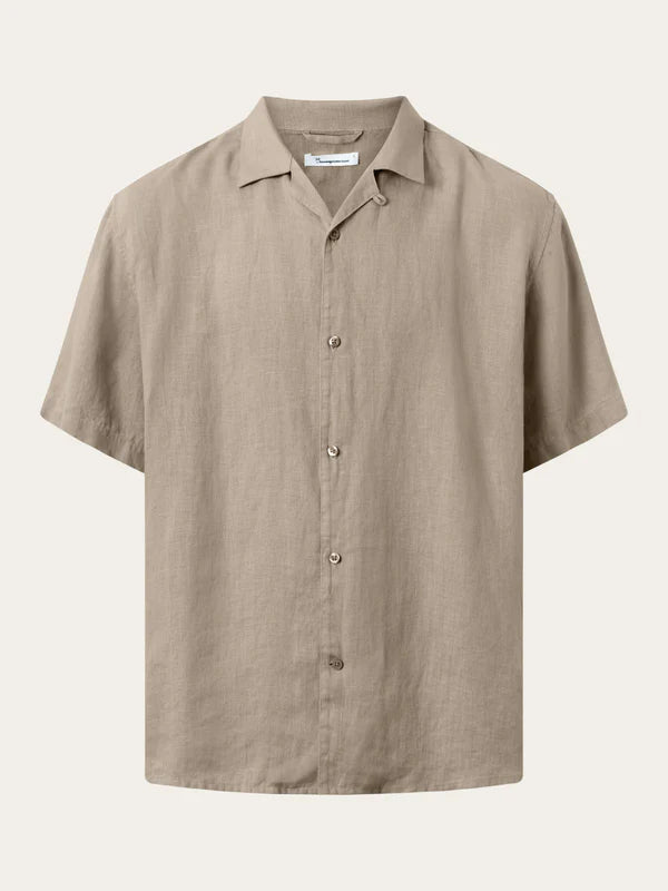 Box Short Sleeve Linen Shirt (Feather Gray) - Knowledge Cotton Apparel