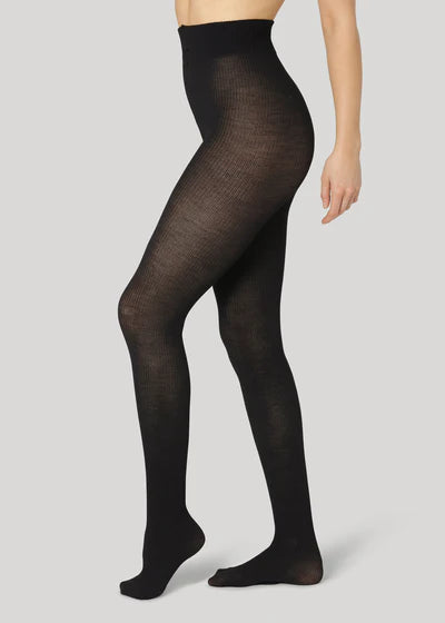 Svea Merino Tights Rib ( Black) - Dear Denier