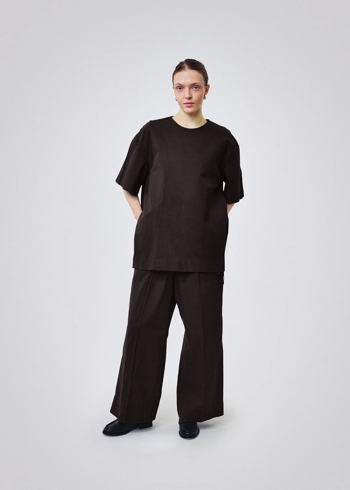 Stillesol Cotton Gather Pants /Chocolate