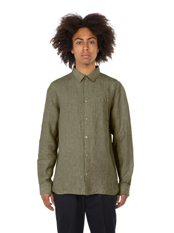 Regular Linen Shirt - GOTS/VEGAN (Burned Olive)