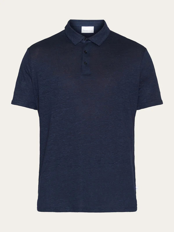 Regular Linen Polo (Total Eclipse) - Knowledge Cotton Apparel