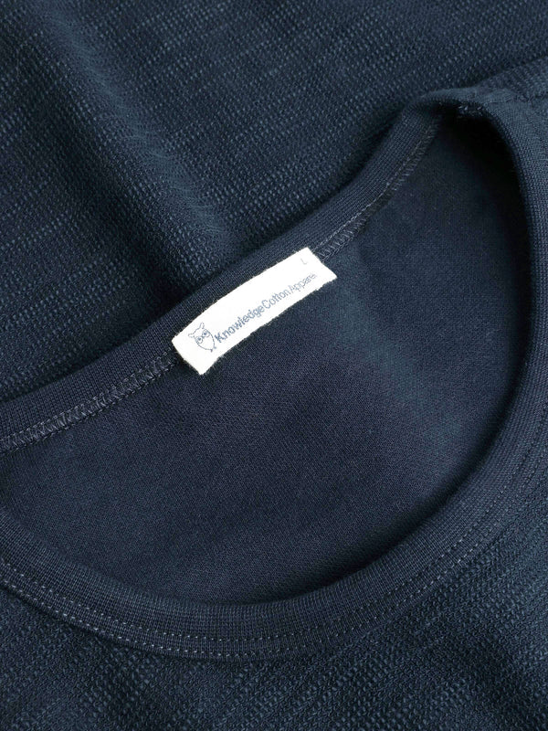Long Sleeved Structurd Slub Sweat - GOTS/Vegan (Total Eclipse)